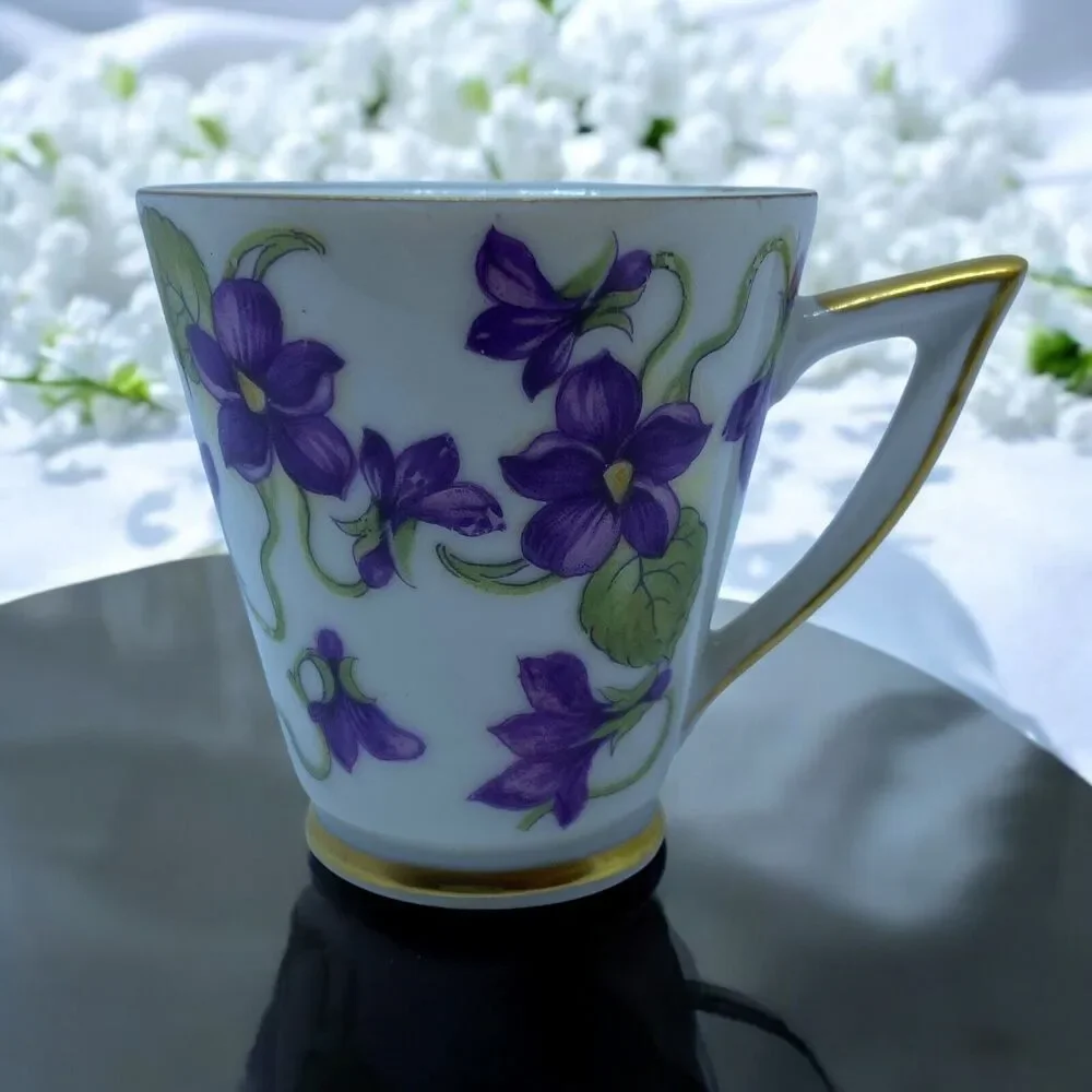Vintage Mitterteich Bavaria Demitasse Violets Tea Cup‎ Replacement